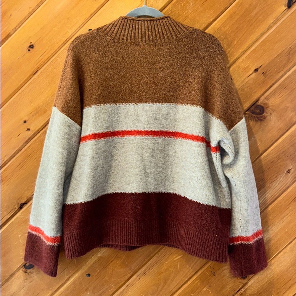 Universal thread mock neck colorblock striped swe… - image 5